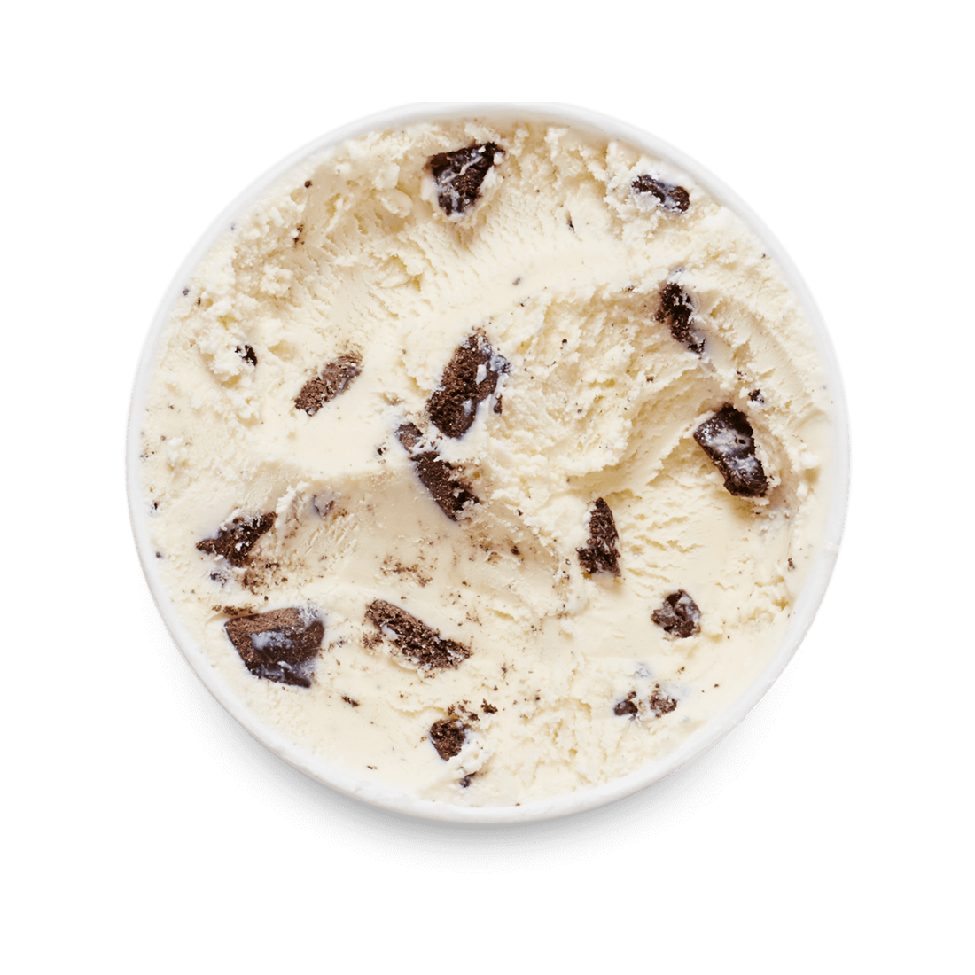 Haagen Dazs Cookies Cream Ice cream pint top view with lid off